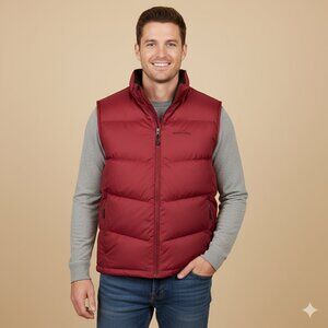 Eddie Bauer EB700 Goose Down Men's X-Large Red Full Zip Puffer Vest EUC